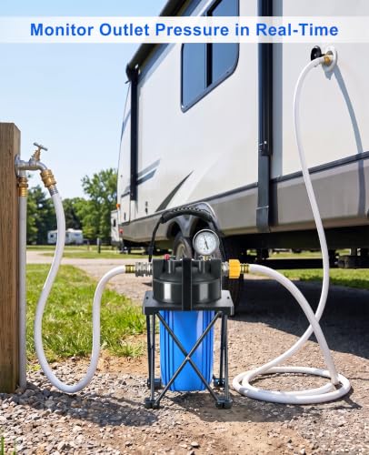 6 Layer RV Water Filter with Stand and Pressure Gauge