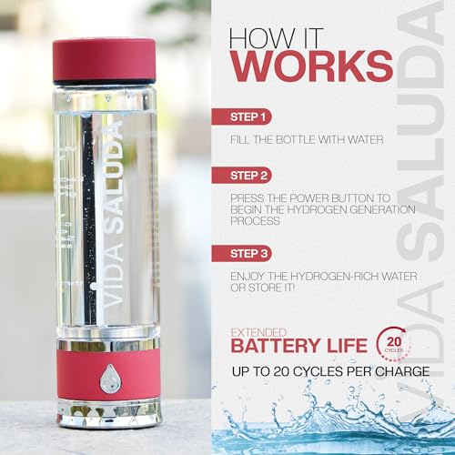 Hydrogen Water Bottle Generator 500ml Portable SPE PEM Hydrogen Rich Water Maker with Titanium Platinum Plates Fast Rechargeable Ionized Water Bottle for Home Travel Gym Hydration