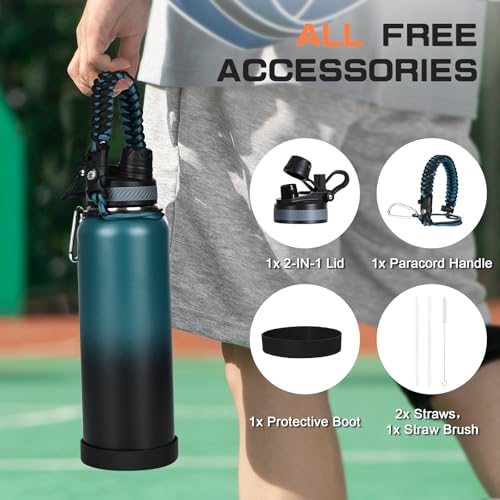 40 oz Insulated Water Bottle with Straw& Spout 2