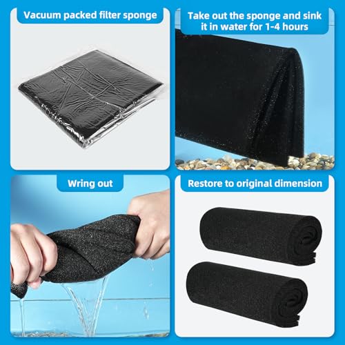2 Pack Aquarium Bio Sponge Filter Media Pad Cut