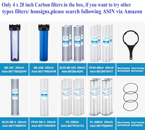 20 Inch Whole House Carbon Block Water Filters (4 Count)