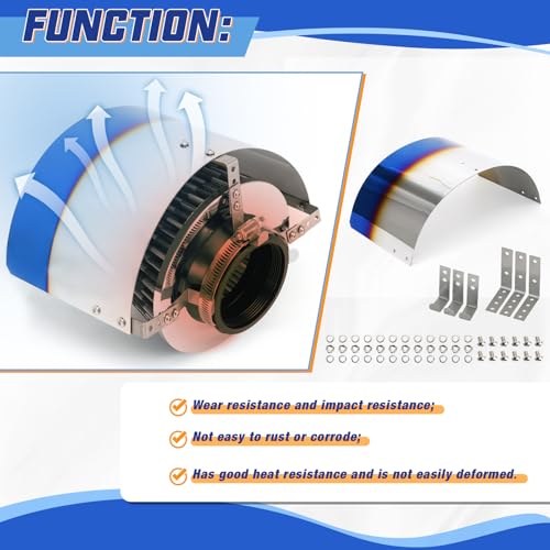 PTNHZ Universal Stainless Steel Air Intake Filter Cover Heat Shield Fits for 2.5