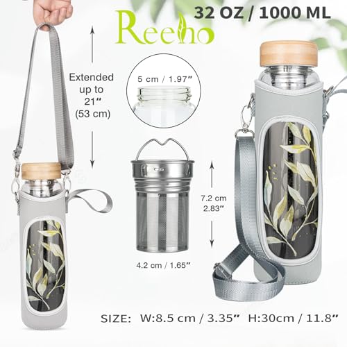 32oz Borosilicate Glass Water Bottle with Tea Infuser