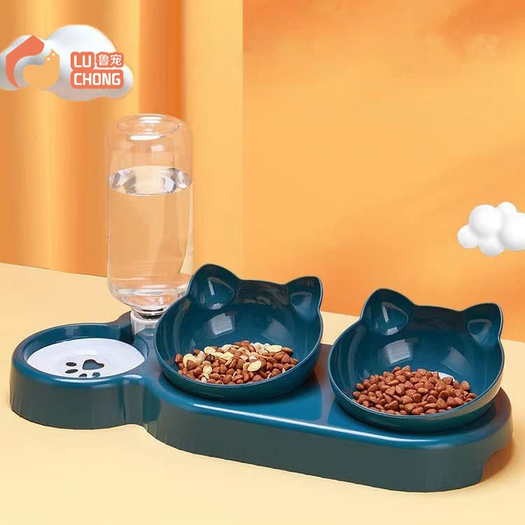 Triple Cat Bowls for Food and Water