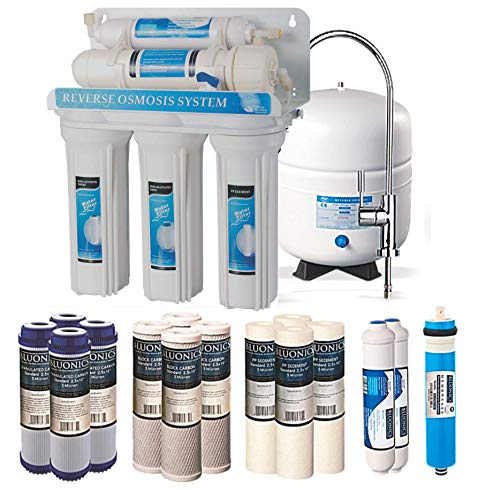 5 Stage Undersink Reverse Osmosis Drinking Water Filter System RO Home Purifier with NSF Certified Membrane with 4 Years of Filter Supply (15 Count)