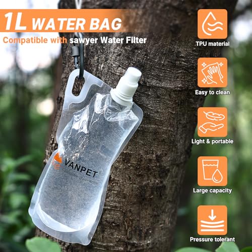 1L Hiking Collapsible Water Bottles (2 Count)
