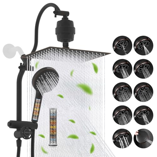 12" Dual Filtered 10" Rainfall Shower Head with Handheld 10