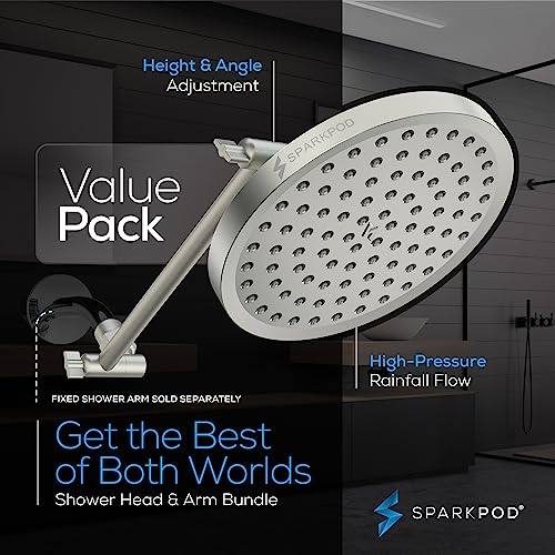 8" Round Rain Shower Head with 11" Shower Arm