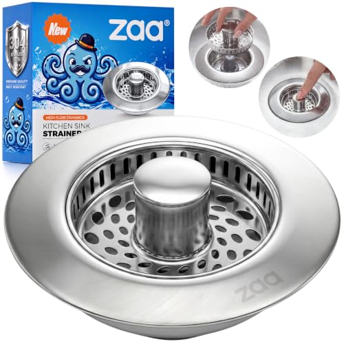 3-in-1 Kitchen Sink Drain Strainer, 304 Stainless Steel Sink Stopper