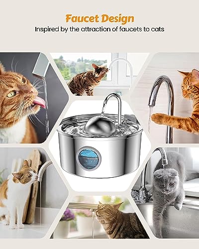 Cat Water Fountain with 6 Filters + 3 Sponge Filters