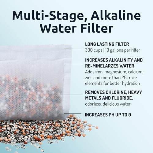 pH ON-The-GO Portable Alkaline Water Filter Pouch, High pH Water Alkalizer for Bottles, Jugs, Pitchers - Filters 98 Liters / 26 Gallons (3-Pack) (3 Count)