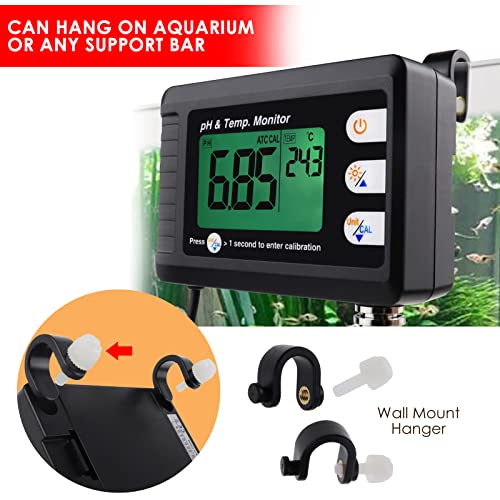 2 in 1 pH & Temperature Meter Digital pH Monitor Dual Display Water Quality Tester with ATC and Automatic Calibration Function