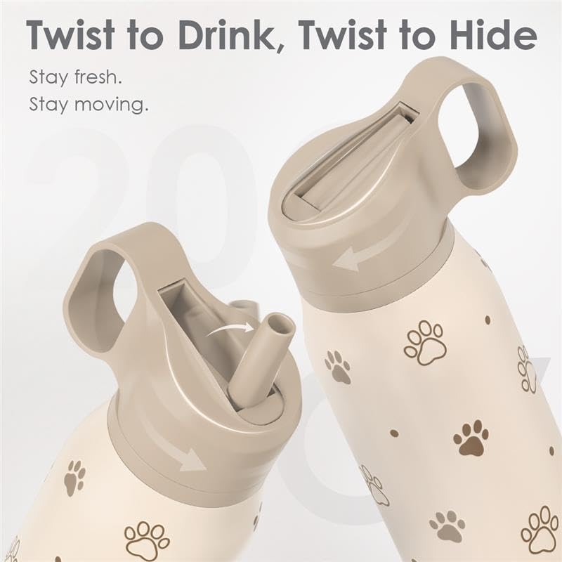 Dog Stainless Steel Water Bottle with Twist Lid 20oz