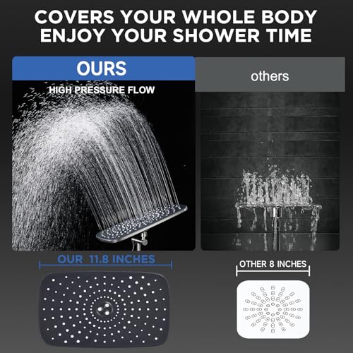 Gunmetal Gray 11.8" High Pressure Shower Head with Handheld