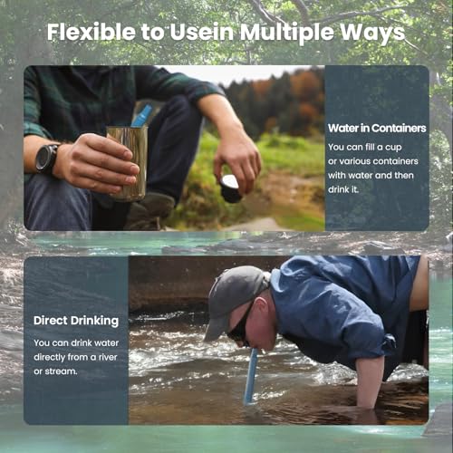 6 Pack Personal Water Filter Straw for Hiking (6 Count)