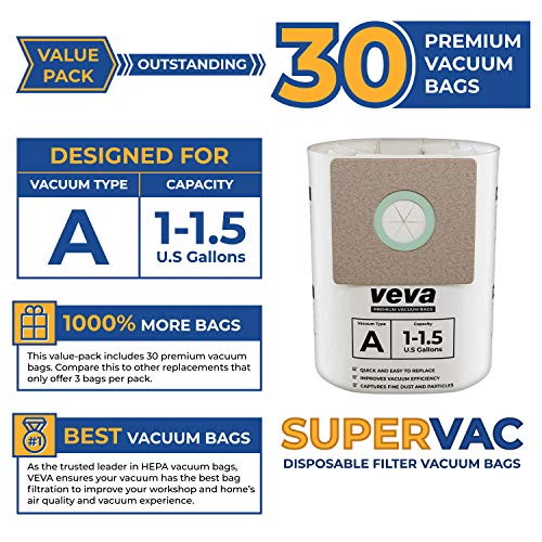 1 1.5 Gallon Filter Bags for Shop Vac Vacuum (30 Count)
