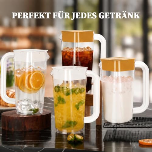4 Pack 2L 68 oz Plastic Pitcher with Lid & Handle