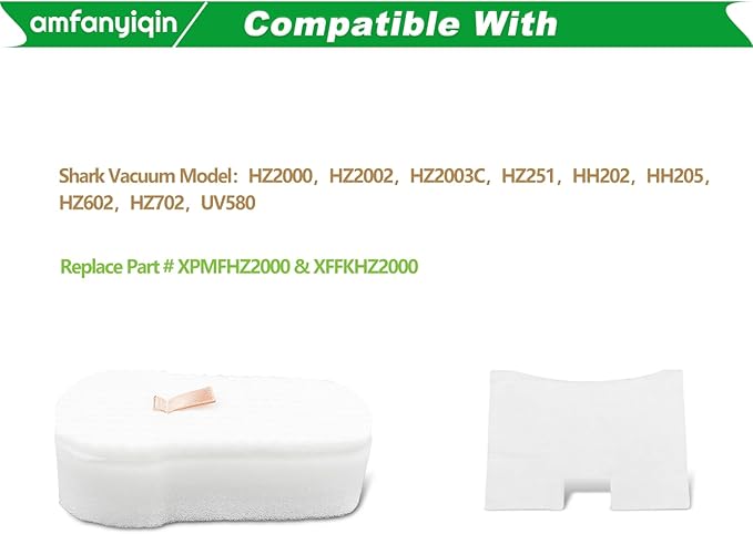 Filter Replacements Compatible with Shark Vacuum HZ2000 HZ2002 HZ251 HZ602 HH200 HH202 HH205 HZ602 HZ702 UV580 QS2000QBK QS2000QBL,4-Sets Foam & Felt Filters,Replace Part # XPMFHZ2000 & XFFKHZ2000 - AquaVibe