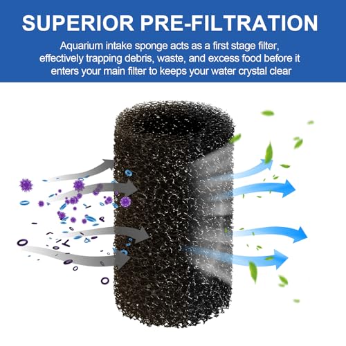 Pre Filter Sponge for Aquarium Shrimp Fry Fish Tank Filter Intake for Marina S10 (8 Count)