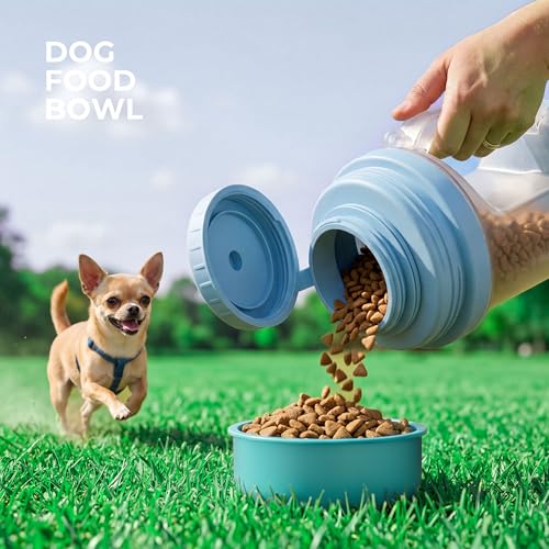 Dog Water Bottle Portable 20.3oz with Food Container & 2 Bowls