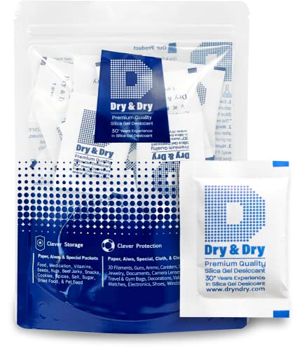 80 Packets] 5 Gram "Dry & Dry" Premium Pure & Safe Silica Gel Packets Desiccant Dehumidifiers