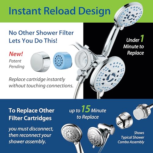 Combo Shower Head Water Filter with Built