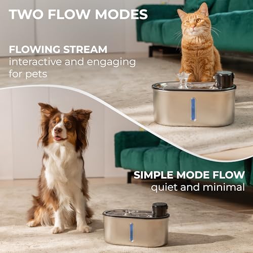 Wireless Cat Water Fountain Stainless Steel 108oz