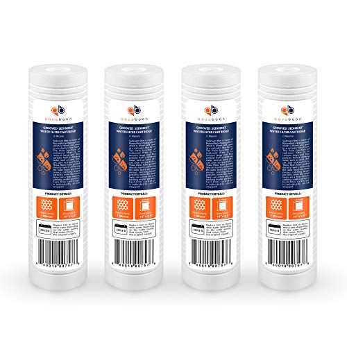 Whole House 1 Micron 10 x 2.5 PP Grooved Sediment Water Filter Cartridge Replacement Compatible with AP110 (4 Count)
