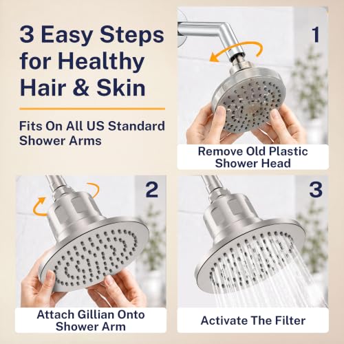 Gillian Filtered Shower Head for Hard Water