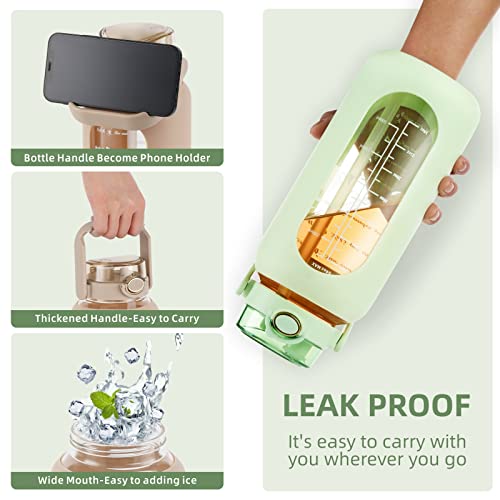 74 oz Glass Water Bottle with 2