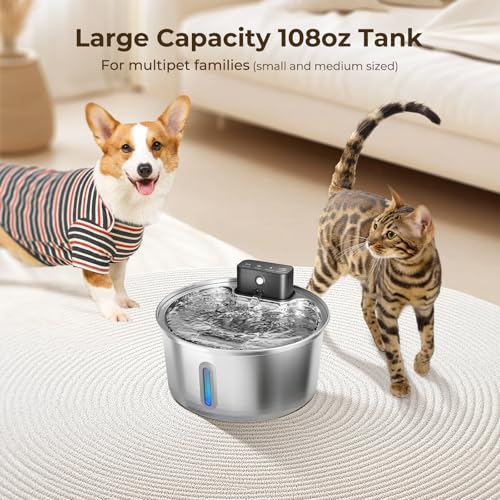Wireless Stainless Steel Pet Water Fountain