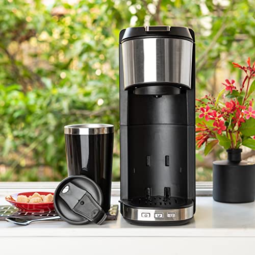 Coffee Maker Single Serve For Ground Coffee & Compatible With K Cup Pods (30 Ounce)