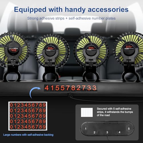 Portable 4 Head Car Cooling Fan with Cigarette Lighter Plug