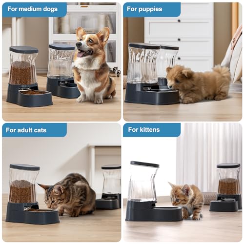 Automatic Dog Water Dispenser Gravity Stainless Steel Waterer & Food Feeder Set