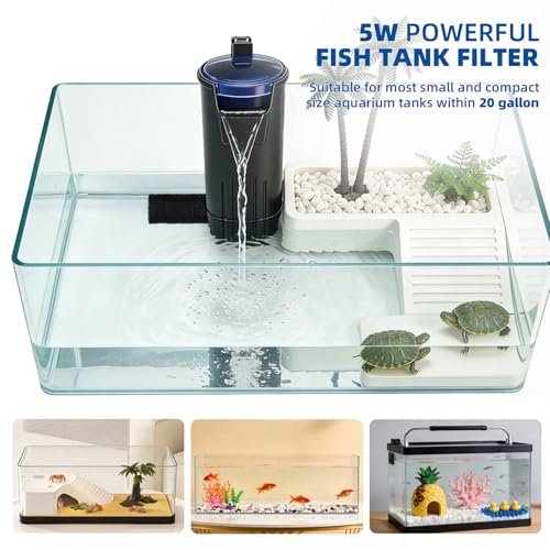 Turtle Tank Filter Aquarium Internal Filter for 3 to 20 Gallon Fish Tank
