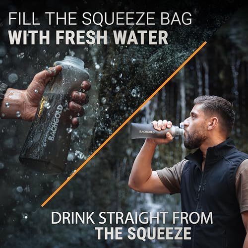 Squeeze Collapsible Water Filter Bottle for Camping