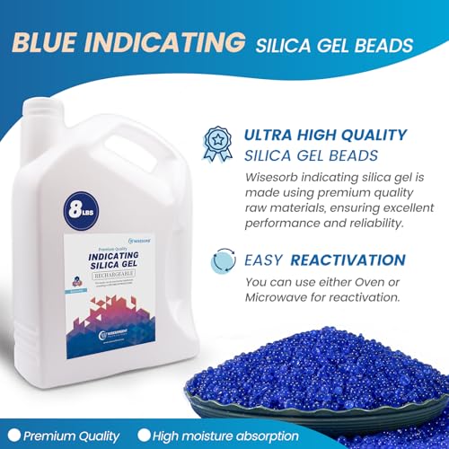 Net Weight 8LBS] Blue Indicating Silica Gel Beads Desiccants