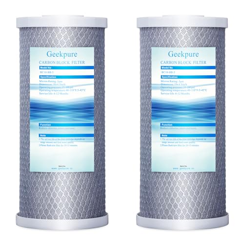 10 Inch Carbon Block Replacement Water Filter Cartridge for Whole House System (2 Count)