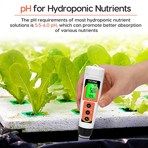 PH Meter Digital 4 in 1 PH EC TDS Temp Meter for Water Hydroponics