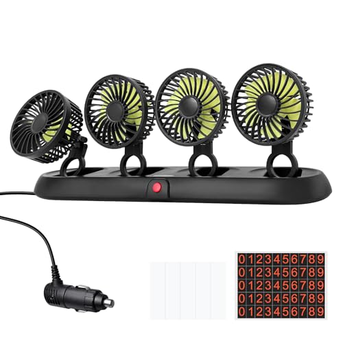 Portable 4 Head Car Cooling Fan with Cigarette Lighter Plug
