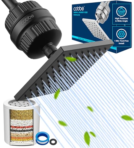 High Pressure Filtered Shower Head with Filters for Hard Water Combo