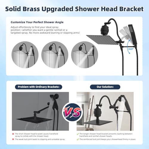 All Metal 12'' Filtered Rainfall Shower Head Combo