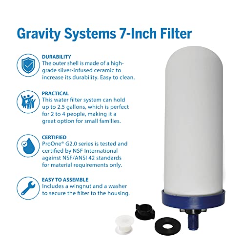 G-Series 7-Inch Gravity Filter Replacement 1-Pack - Universally Compatible with Gravity Water Filtration Systems - NSF/ANSI Certified to Reduce Lead, Microplastics, & Total PFAS (1-Pack)