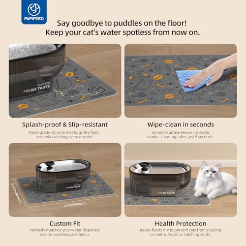 Cat Water Fountain Stainless Steel with a Silicone Mat