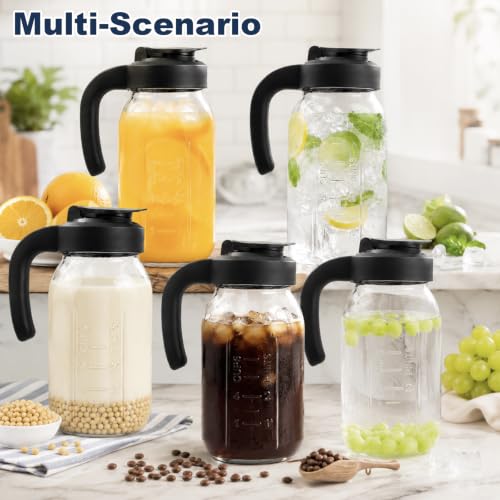 New Updated Glass Pitchers with Lid (2 Count)