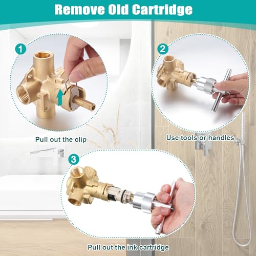 3 Pack 1222 Replacement Cartridge Compatible with Moen with Puller (3 Count)
