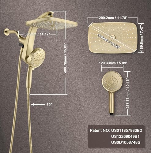 12" High Pressue Rain Shower Head with Handheld