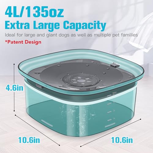 4L Dog Water Bowl No Spill Large Capacity Slow Drinking Water Feeder