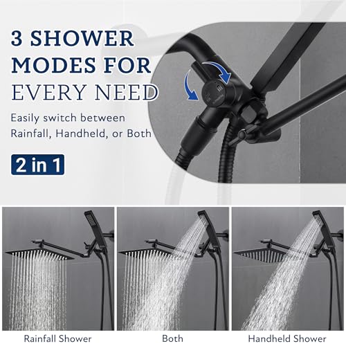All Metal 10" Dual Square Shower Head Combo