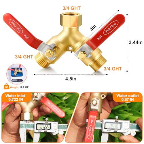 2 Way Hose Splitter Heavy Duty Brass Y Valve Garden Faucet 1 Pack